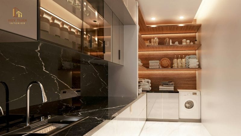 Tủ bếp MDF melamine cũng là một trong những thiết kế nội thất tiệt kiệm được yêu thích 